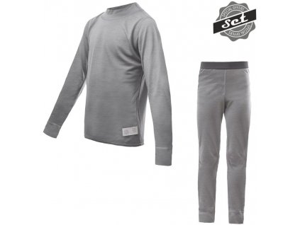SENSOR MERINO ACTIVE SET dětský triko dl.rukáv + spodky šedá