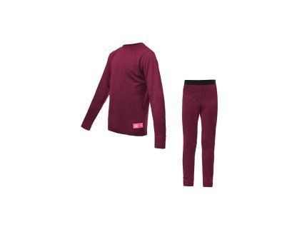 SENSOR MERINO ACTIVE SET junioský triko dl.rukáv + spodky lilla