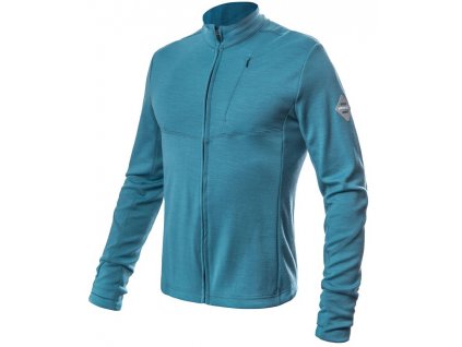 SENSOR MERINO UPPER pánská mikina celozip mint blue