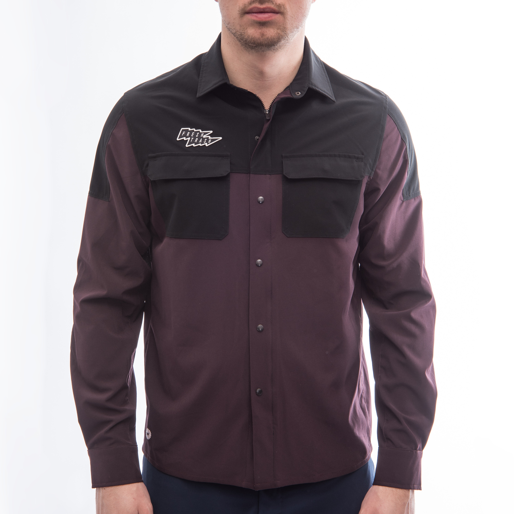 E-shop Fresh Trash Men´s Rider Long Sleeve Shirt wine red/black