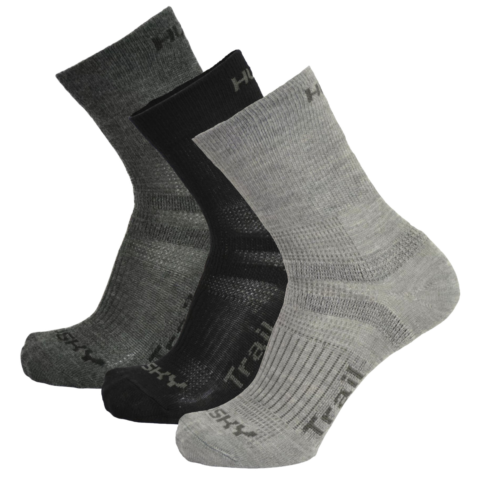 E-shop Husky Ponožky Trail 3 pack černá/antracit/sv.šedá