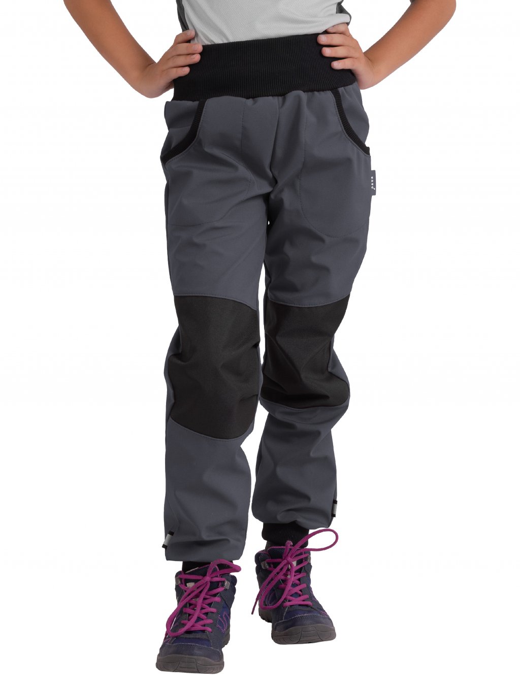 Unuo, Dětské softshellové kalhoty s fleecem Street Strong, Tm. šedá Velikost: 128/134