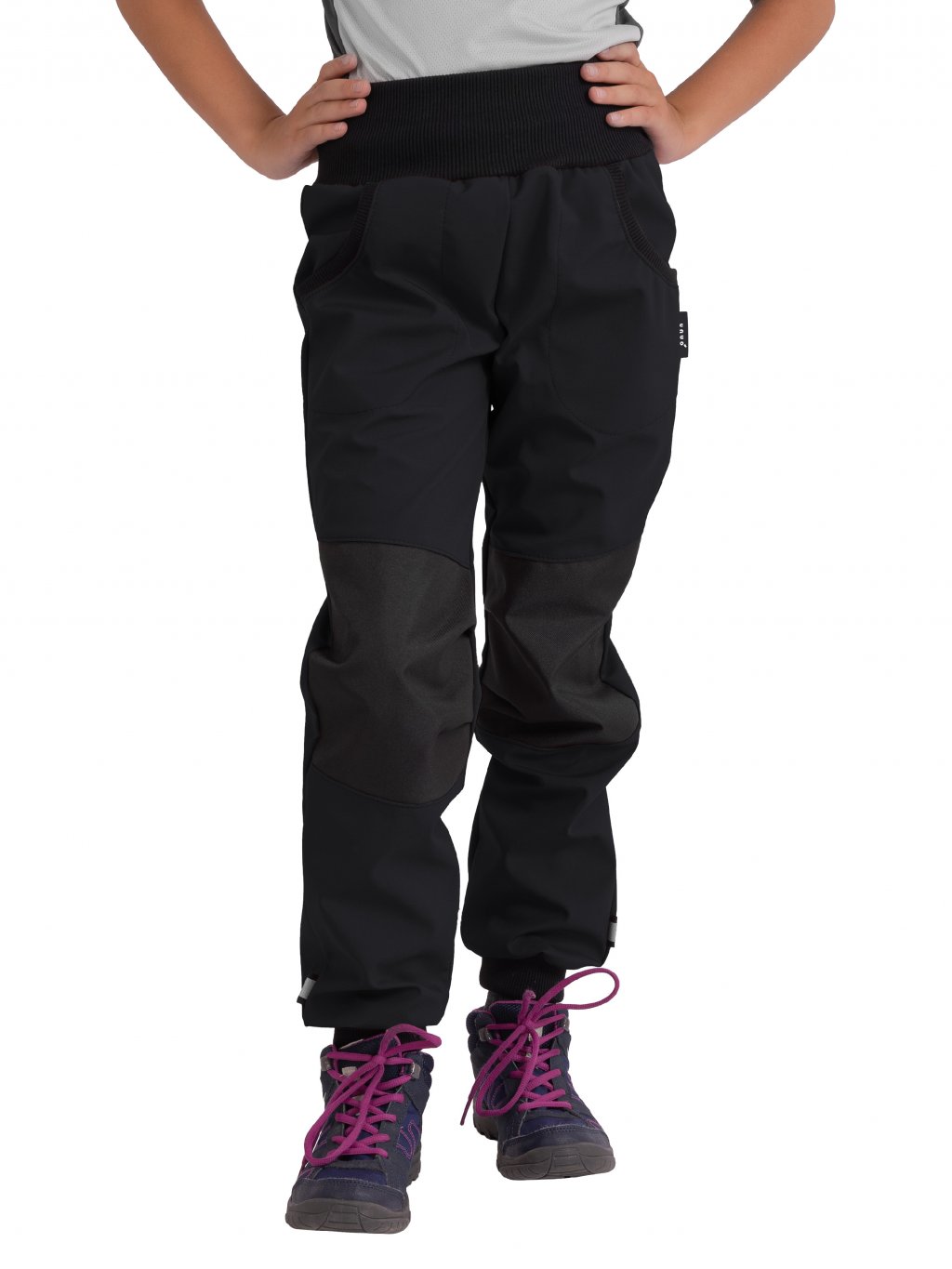 Unuo, Dětské softshellové kalhoty s fleecem Street Strong, Černá Velikost: 104/110