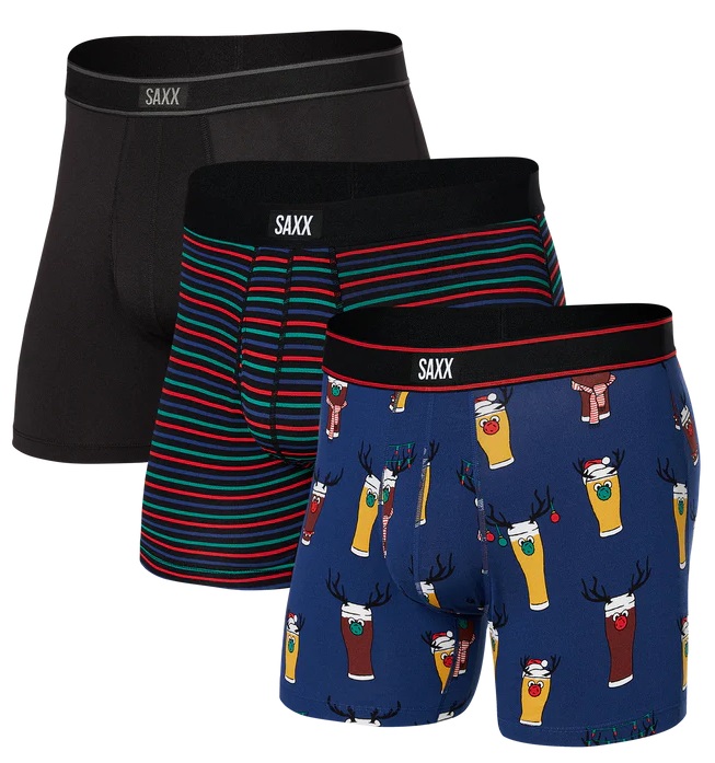 E-shop Saxx DAYTRIPPER BOXER BRIEF FLY 3PK brewdolph/gent stripe/black