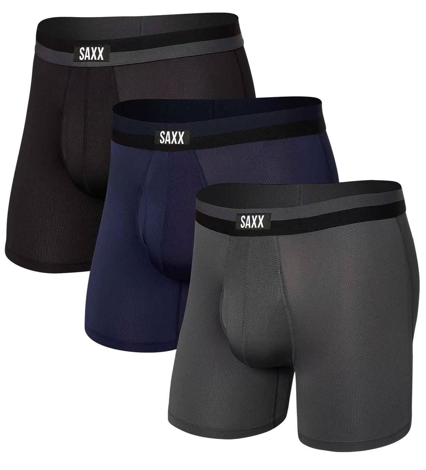 Saxx SPORT MESH BB FLY 3PK black/navy/graphite Velikost: S boxerky