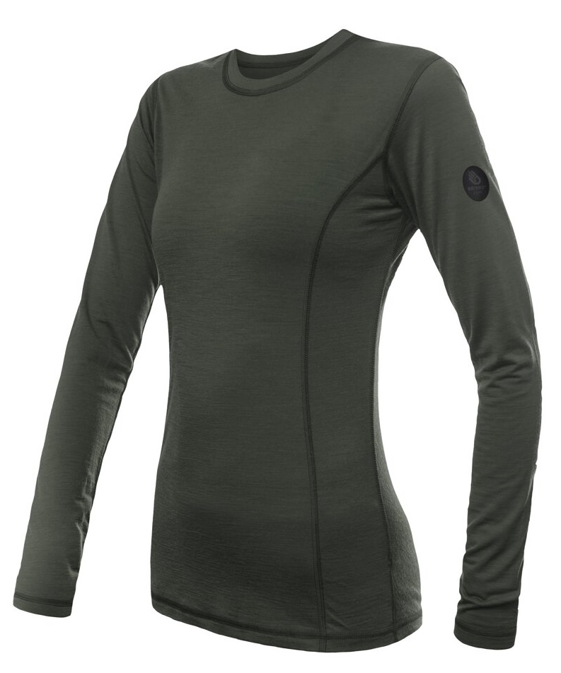 SENSOR MERINO AIR dámské triko dl.rukáv olive green Velikost: XL dámské tričko s dlouhým rukávem