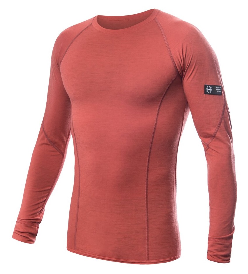 SENSOR MERINO ACTIVE pánské triko dl.rukáv terracotta Velikost: M pánské tričko s dlouhým rukávem