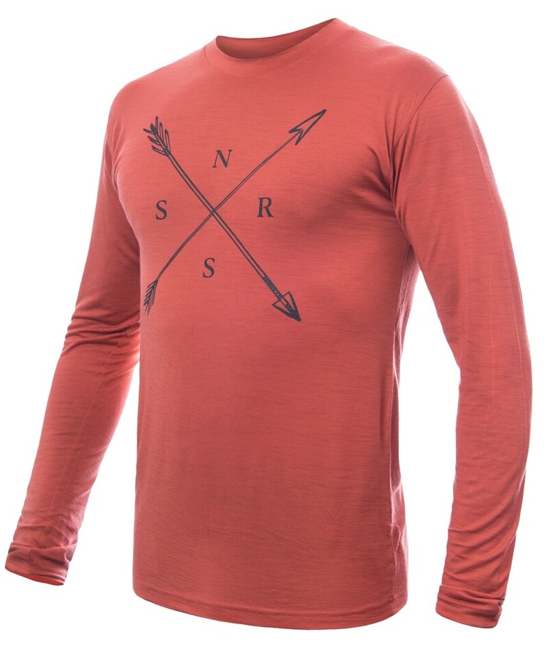 SENSOR MERINO ACTIVE SNSR pánské triko dl.rukáv terracotta Velikost: M pánské tričko s dlouhým rukávem