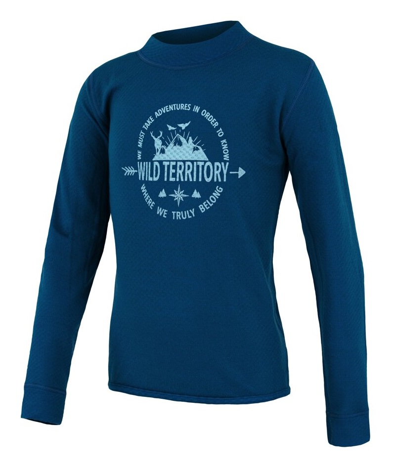SENSOR MERINO DF TERRITORY dětské triko dl.rukáv deep blue Velikost: 110 dětské triko s dlouhým rukávem