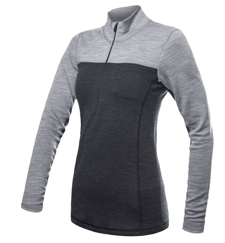 E-shop SENSOR MERINO BOLD dámské triko dl.rukáv zip anthracite/cool gray