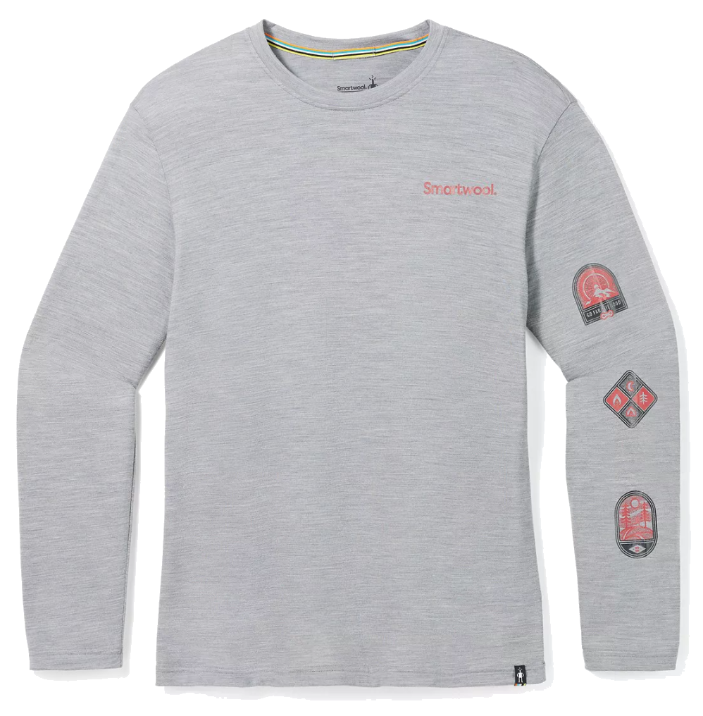 E-shop Smartwool OUTDOOR PATCH GRAPHIC LONG SLEEVE TEE light gray heather