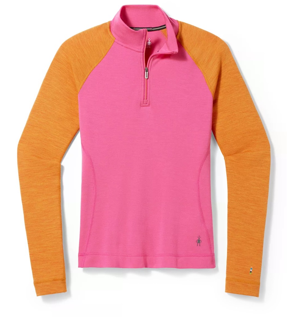 Smartwool W CLASSIC THERMAL MERINO BL 1/4 ZIP B power pink Velikost: L spodní prádlo