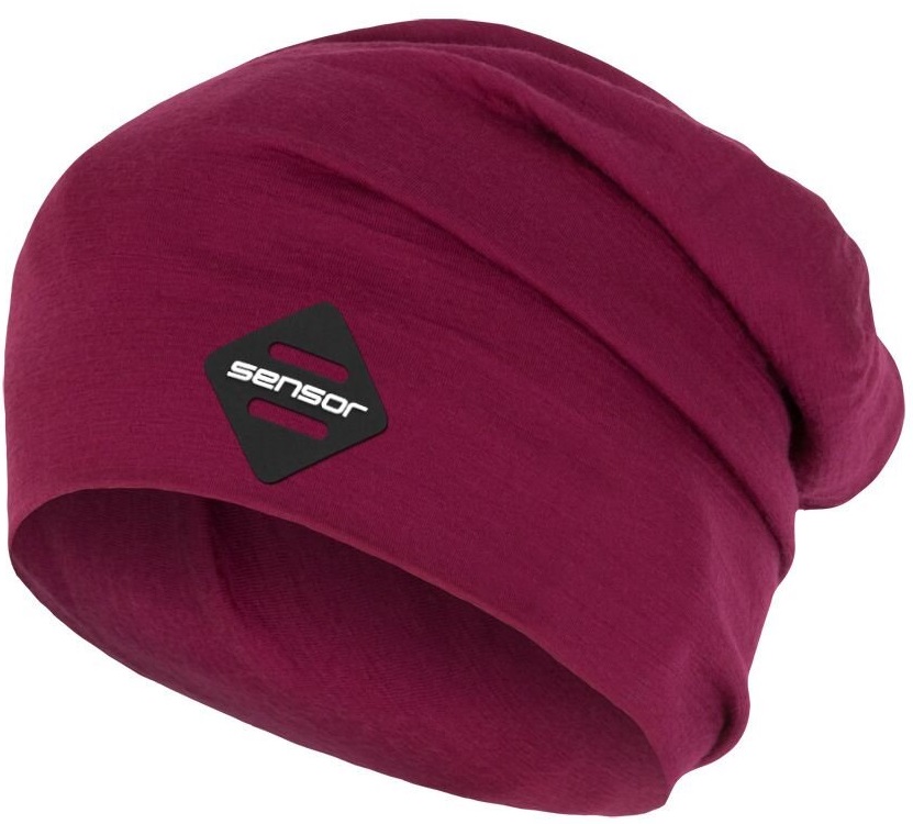 SENSOR ČEPICE MERINO ACTIVE LOGO lilla Velikost: L čepice