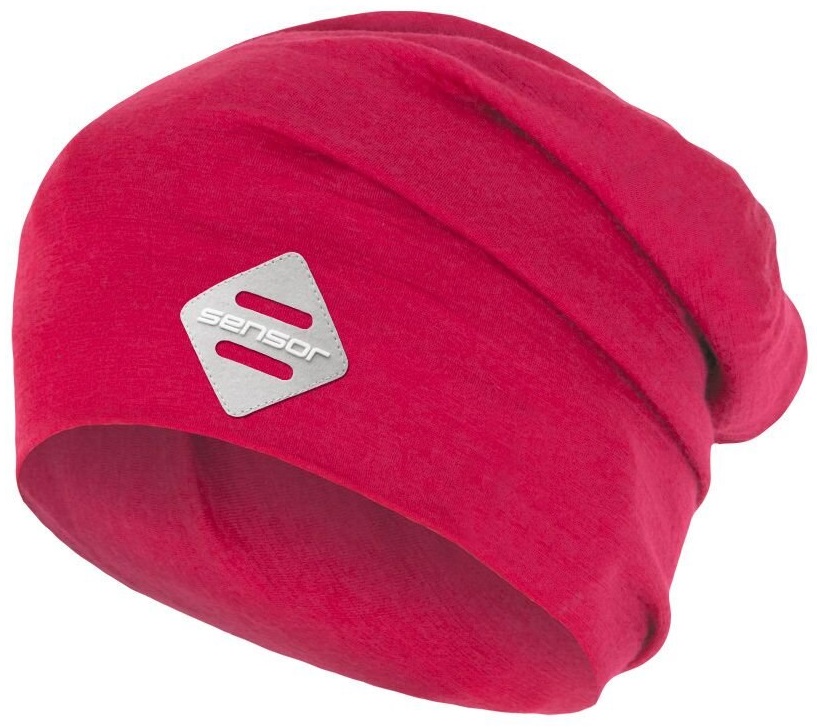 SENSOR ČEPICE MERINO ACTIVE LOGO magenta Velikost: M čepice