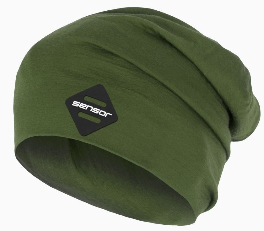 SENSOR ČEPICE MERINO ACTIVE LOGO safari green Velikost: M čepice