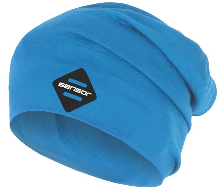 SENSOR ČEPICE MERINO ACTIVE LOGO modrá Velikost: M čepice