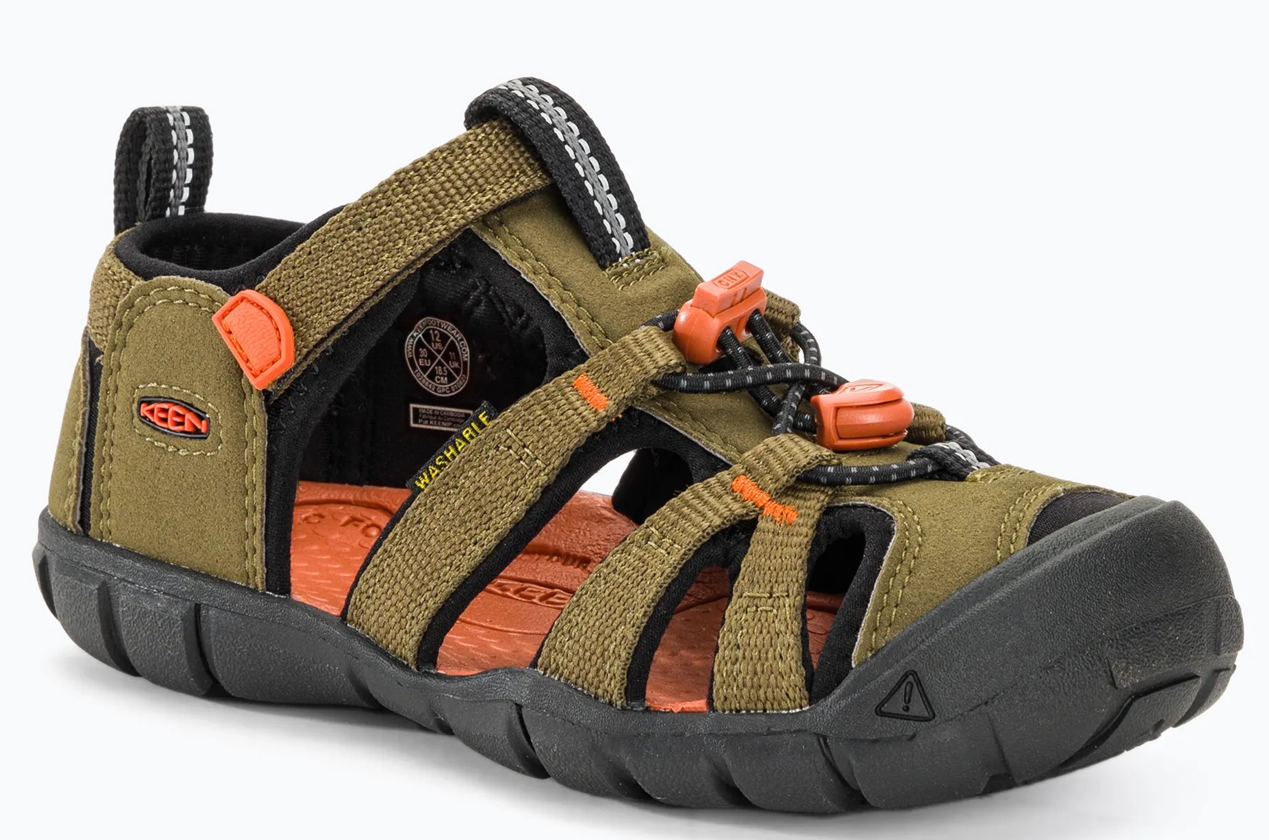 Keen SEACAMP II CNX YOUTH dark olive/gold flame Velikost: 34 dětské sandály