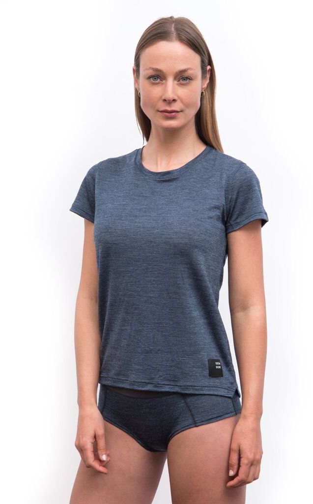 SENSOR MERINO LITE dámské triko kr.rukáv mottled blue Velikost: S 8592837098333