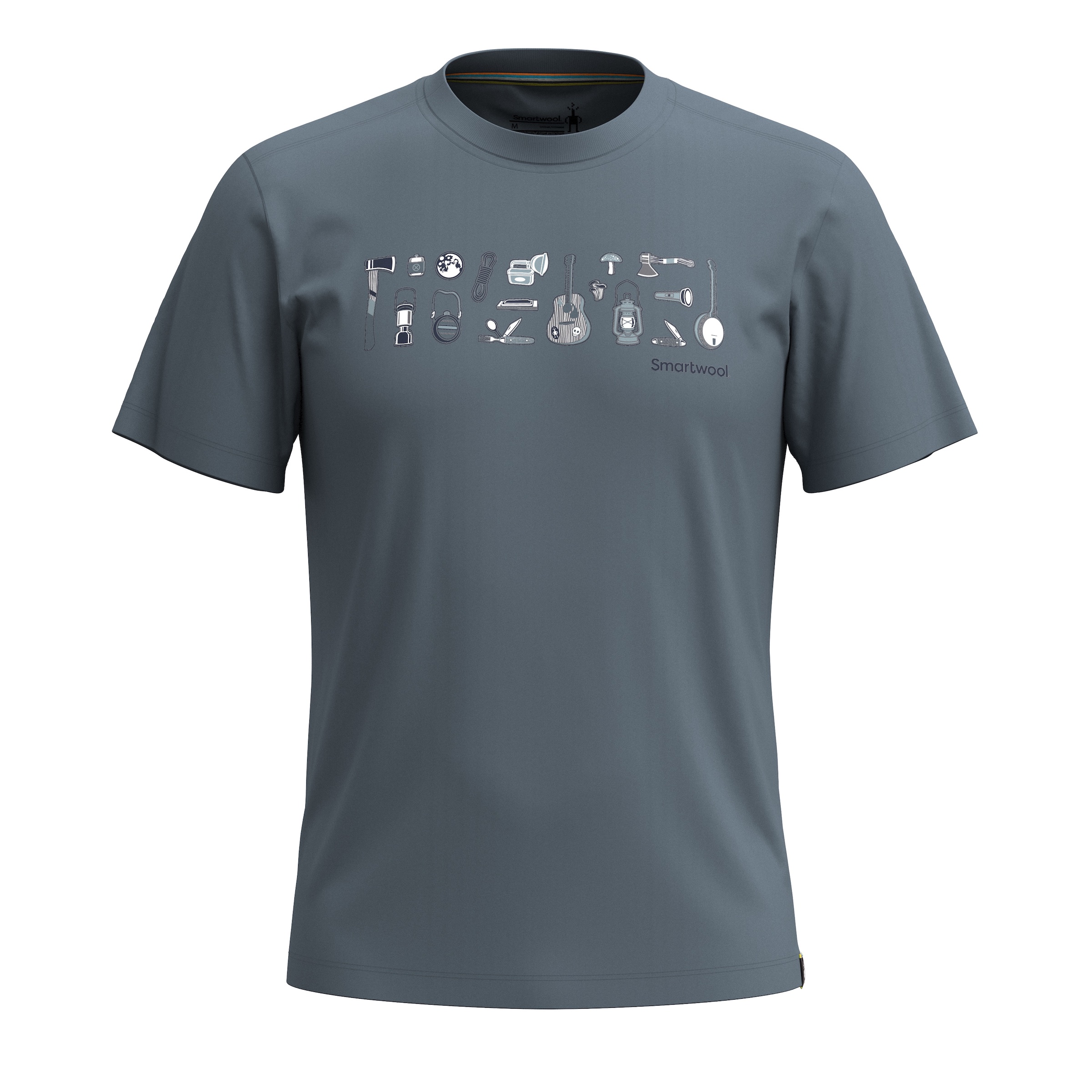 E-shop Smartwool GONE CAMPING GRAPHIC SS TEE SLIM FIT pewter blue