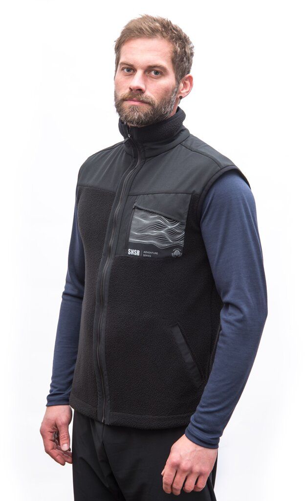 SENSOR TEDDY pánská vesta fleece celozip černá Velikost: S