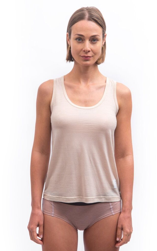 SENSOR MERINO LITE dámské triko bez rukávu mottled beige Velikost: S