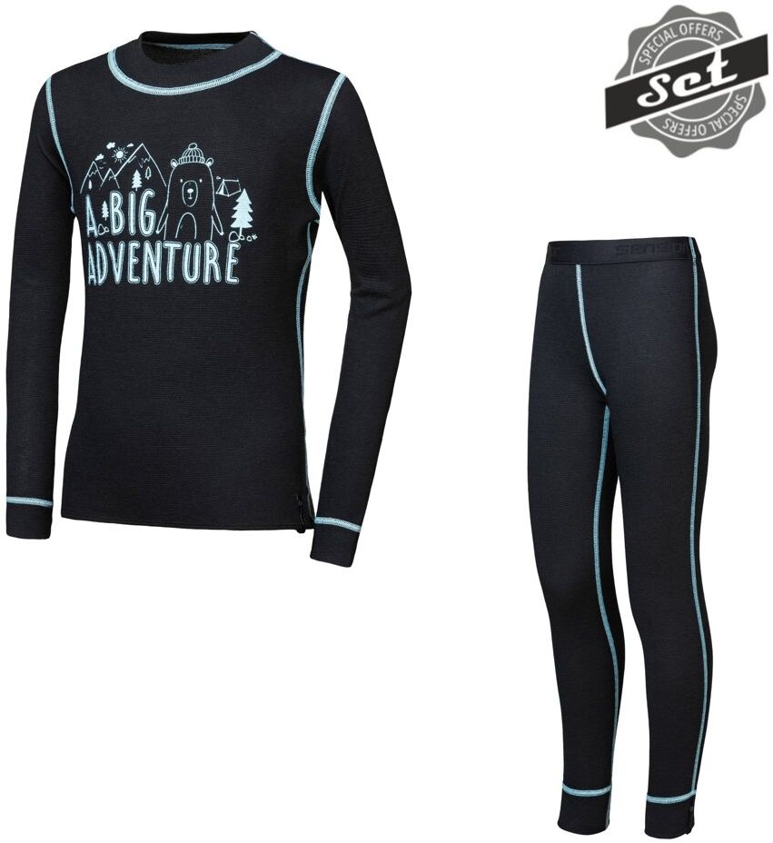 SENSOR DOUBLE FACE SET ADVENTURE dětský triko dl.rukáv + spodky černá Velikost: 100 prádlo