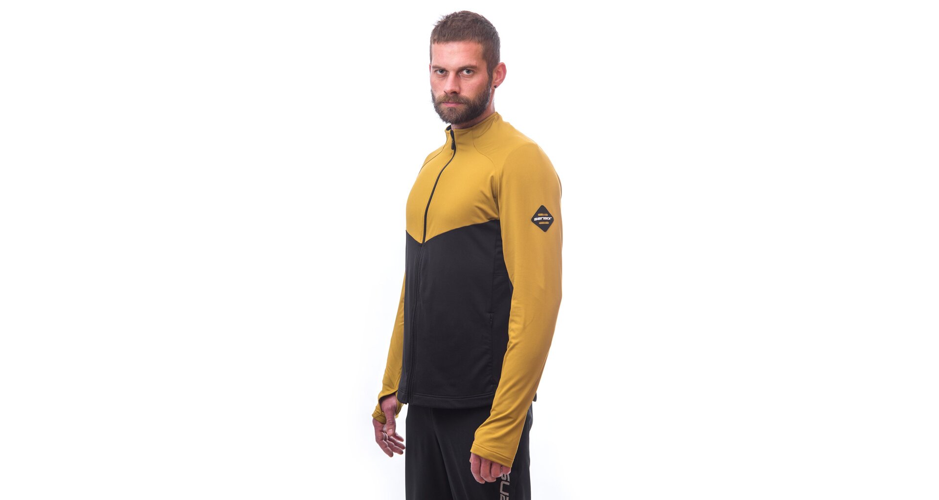 SENSOR COOLMAX THERMO pánská mikina celozip černá/mustard Velikost: XXL