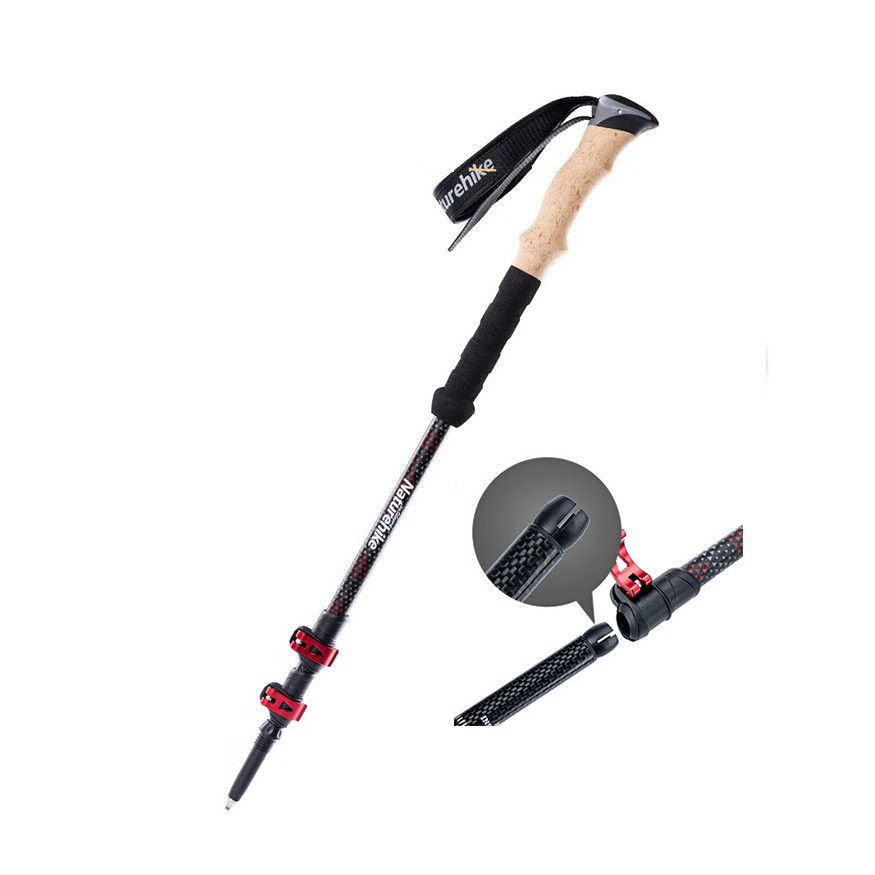 Naturehike JAVADI Nastavitelné karbonové trekové hole  s korkovou rukojetí 6927595746233