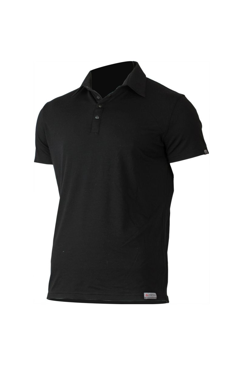 Lasting ELIOT 9090 černá vlněné merino polo košile Velikost: S