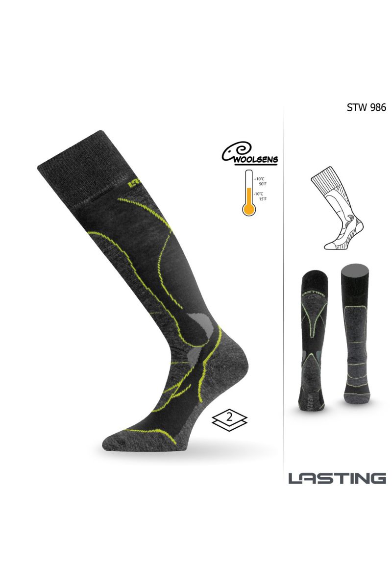 Lasting STW 986 Merino podkolenka černá Velikost: (38-41) M ponožky