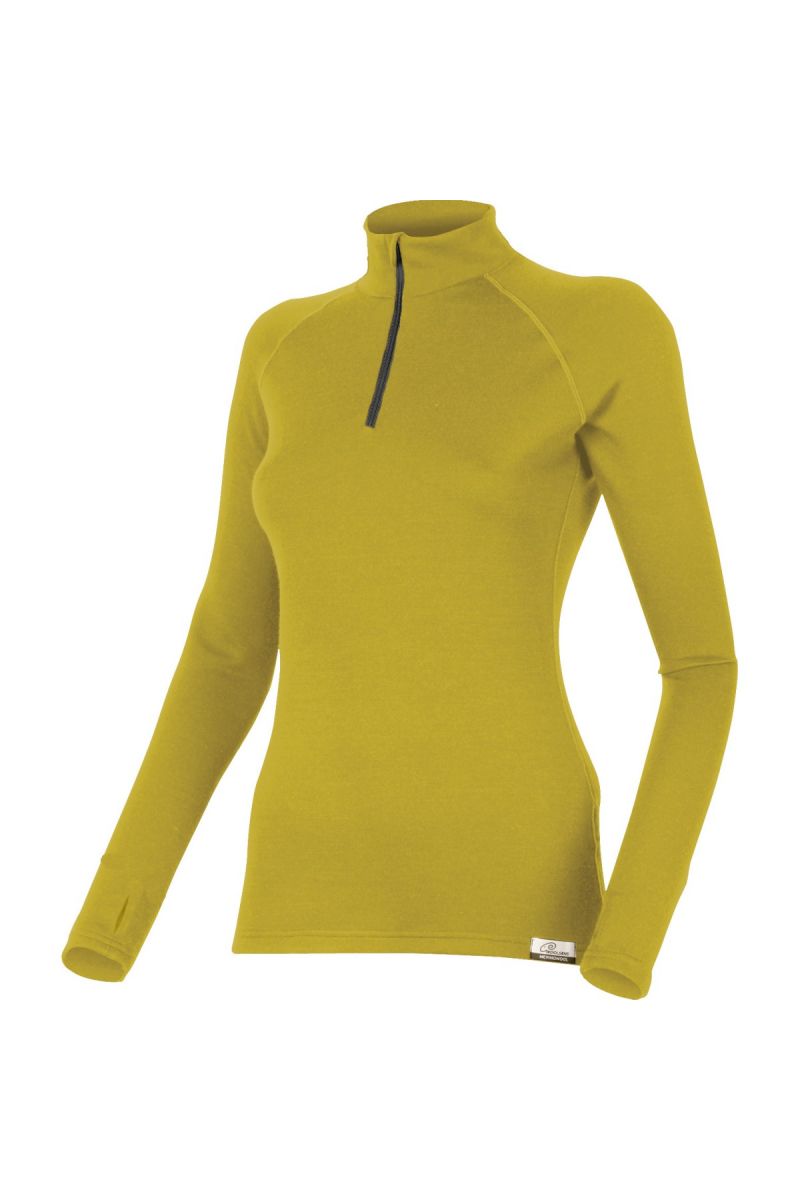Lasting LAURA 64P hořčicová vlněná merino mikina Velikost: XL