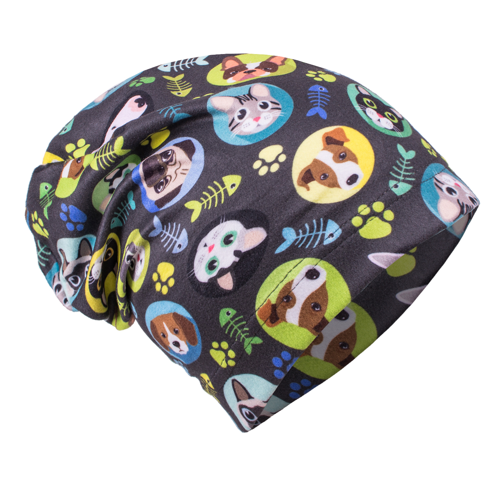 E-shop Unuo fleecová čepice, Kočka a pes, kluk