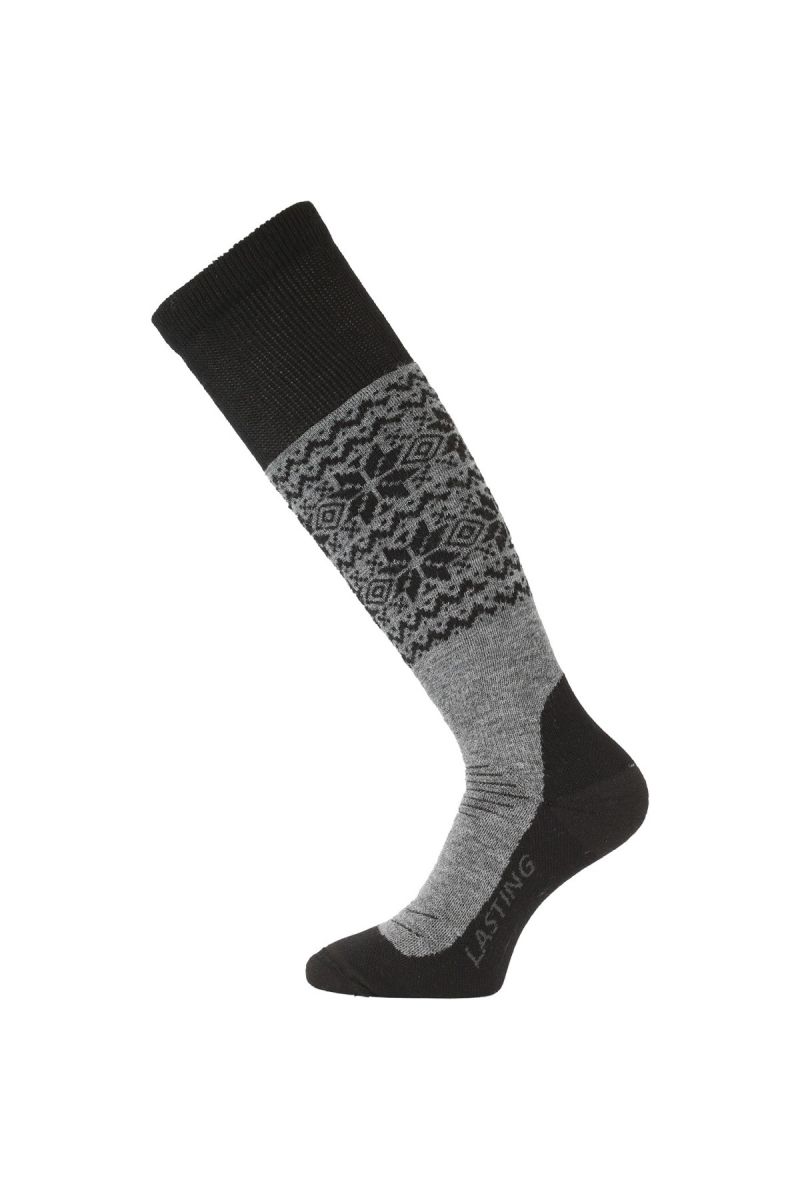 Lasting SWB 800 šedá vlněné lyžařské podkolenky Velikost: (42-45) L ponožky