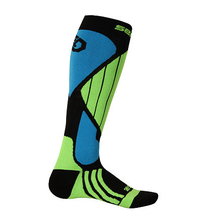 SENSOR PONOŽKY SNOW PRO MERINO černá/zelená/modrá Velikost: 6/8 ponožky