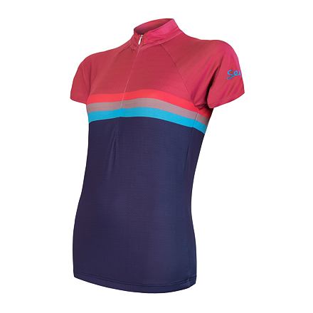 SENSOR CYKLO SUMMER STRIPE dámský dres kr.rukáv modrá/lilla Velikost: L