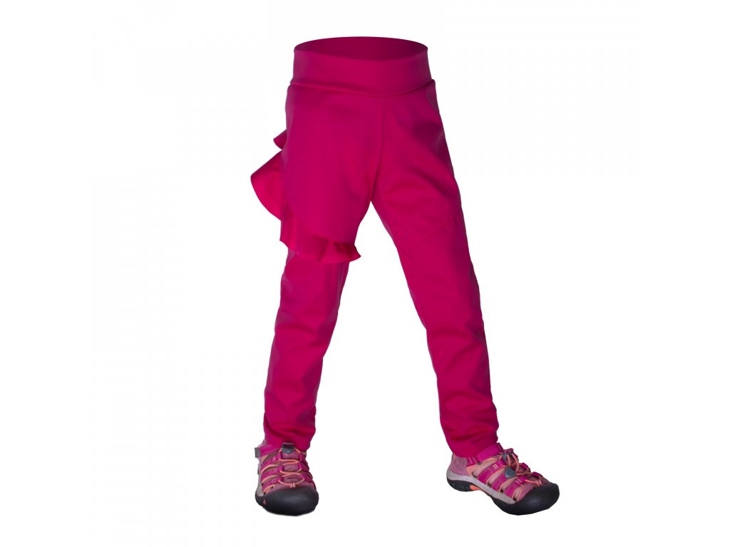 E-shop Unuo, Dětské softshellové kalhoty bez zateplení pružné Fantasy, Fuchsiová