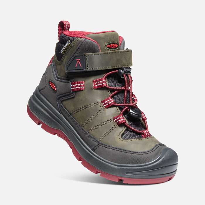 E-shop Keen REDWOOD MID WP JR steel grey/red dahlia