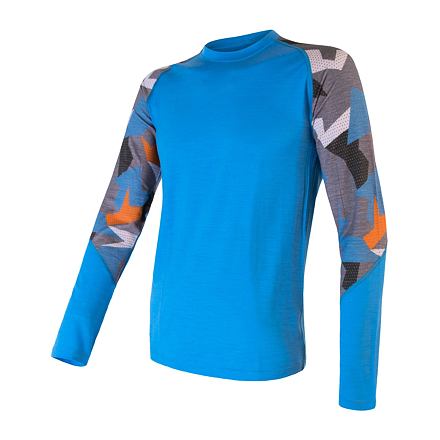 E-shop SENSOR MERINO IMPRESS pánské triko dl.rukáv modrá/camo