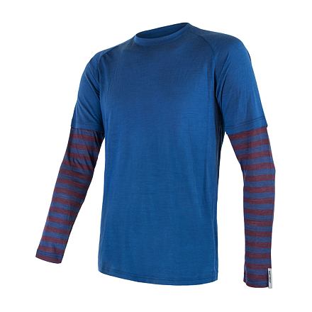 SENSOR MERINO AIR PT pánské triko dl.rukáv tm.modrá/vínová pruhy Velikost: XXL