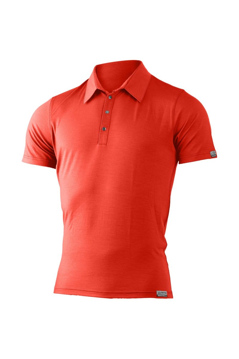 Lasting pánská merino polo košile ELIOT červená Velikost: XL