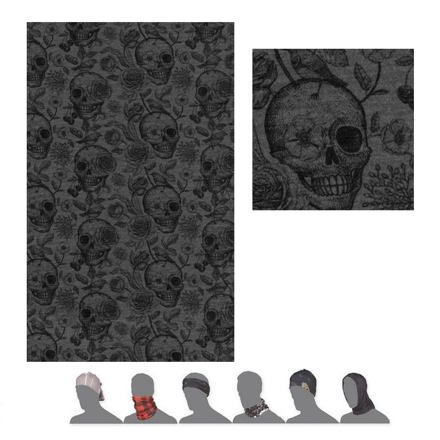 E-shop SENSOR TUBE MERINO IMPRESS šátek multifunkční černá/skulls