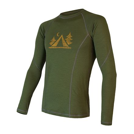 SENSOR MERINO DF CAMP pánské triko dl.rukáv safari green Velikost: XL