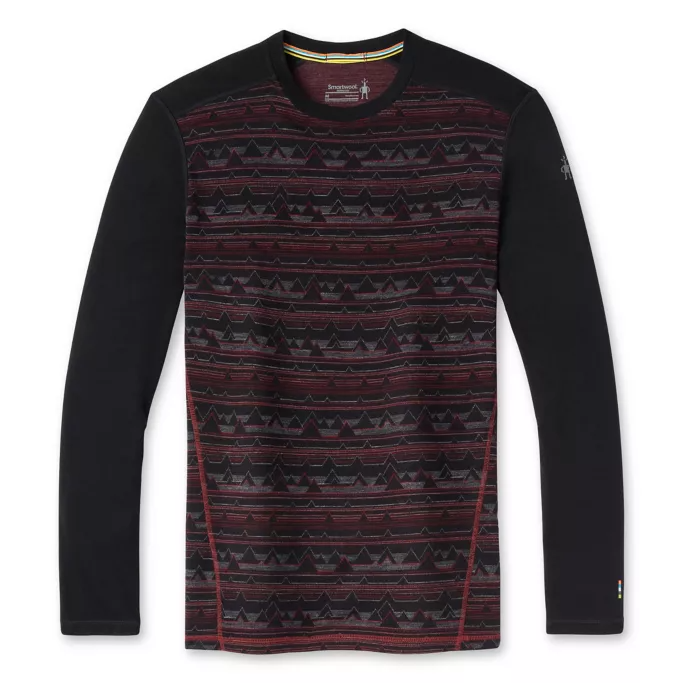 Smartwool M Merino 250 Baselayer Pattern Crew Boxed black-tibetan red heather mountain range Velikost: XL