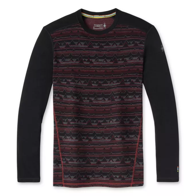 E-shop Smartwool M Merino 250 Baselayer Pattern Crew Boxed black-tibetan red heather mountain range