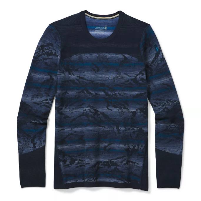 Smartwool M INTRAKNIT MERINO 200 PATTERN CREW deep navy mountain stripe Velikost: M