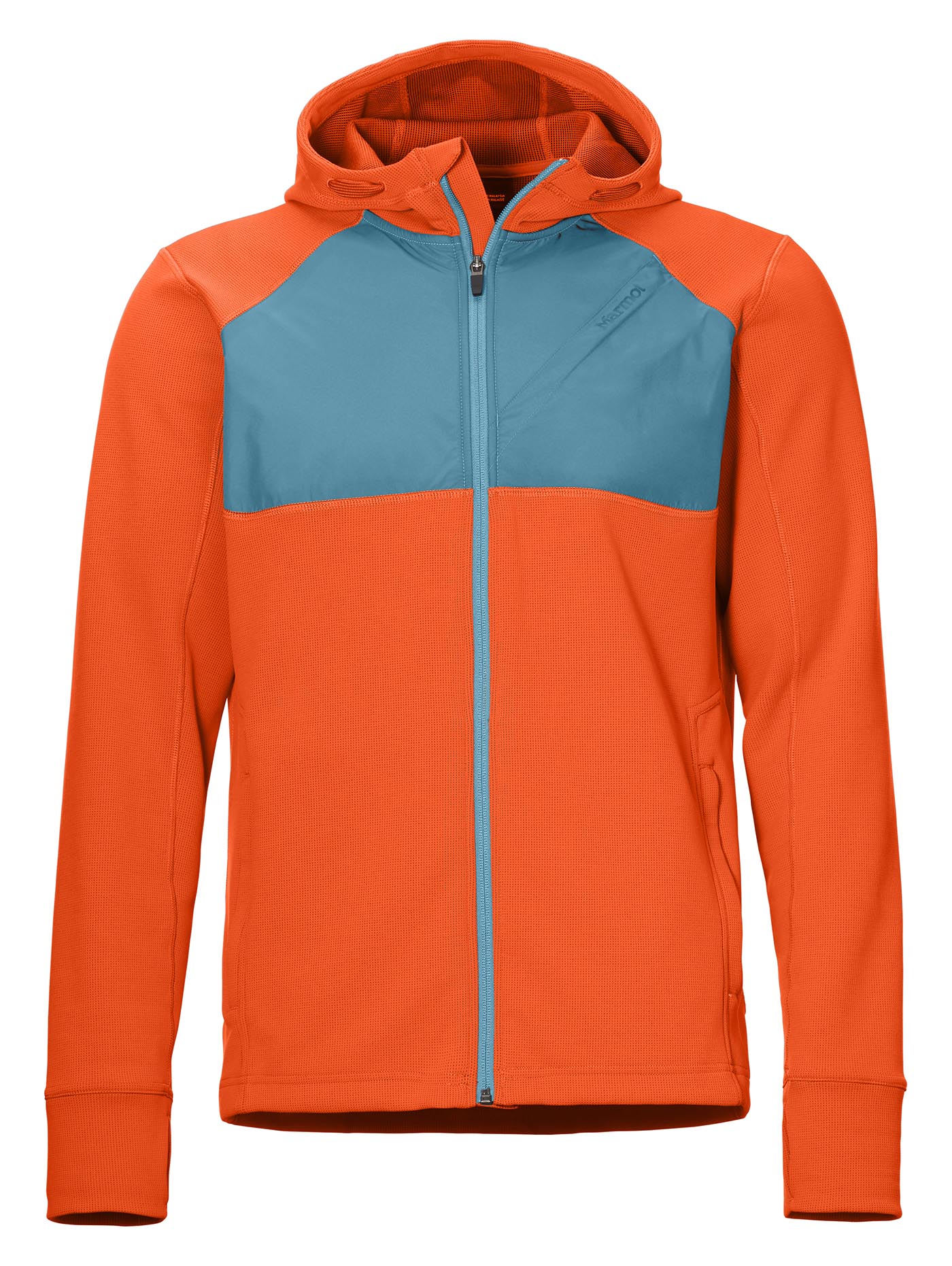 Marmot Hanging Rock Hoody - red sun/cascade blue Velikost: M