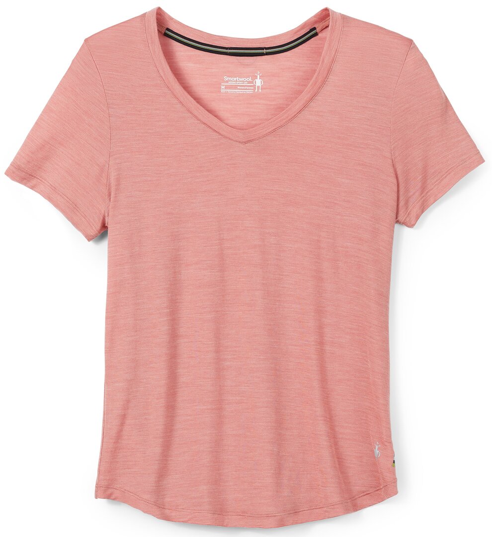 Smartwool W MERINO SPORT 120 V-NECK SHORT SLEEVE light mahagony heather Velikost: M
