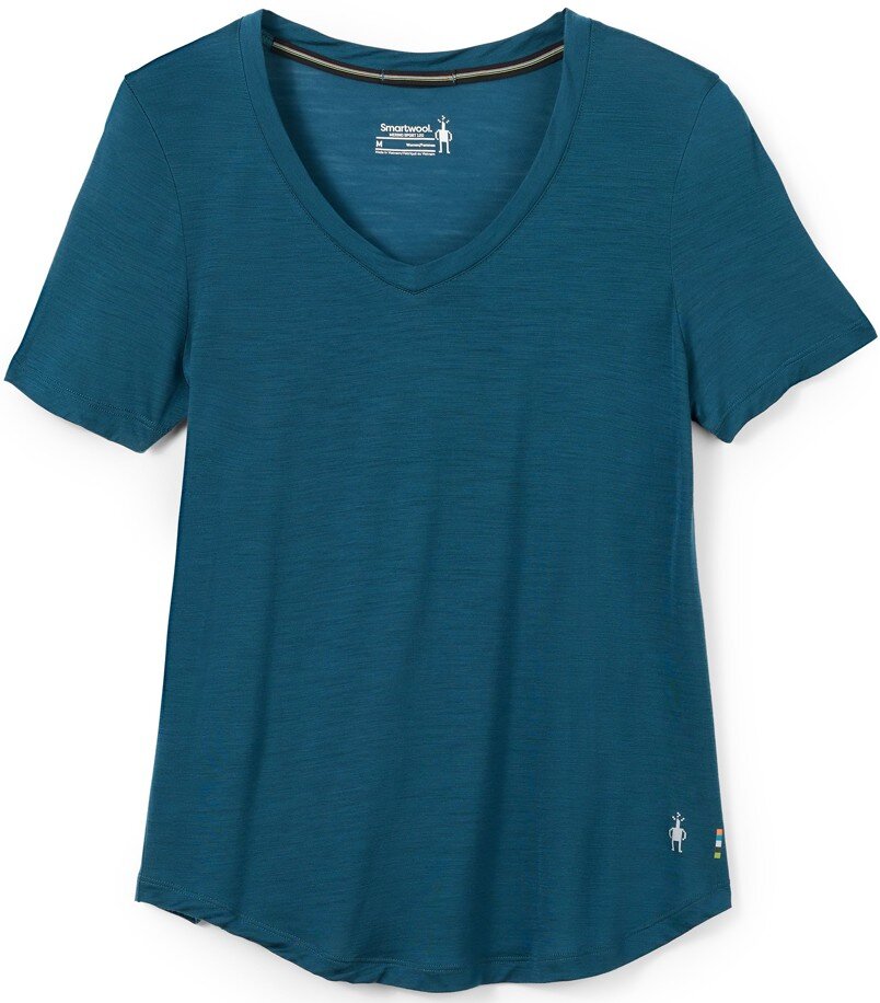 Smartwool W MERINO SPORT 120 V-NECK SHORT SLEEVE twilight blue Velikost: XS