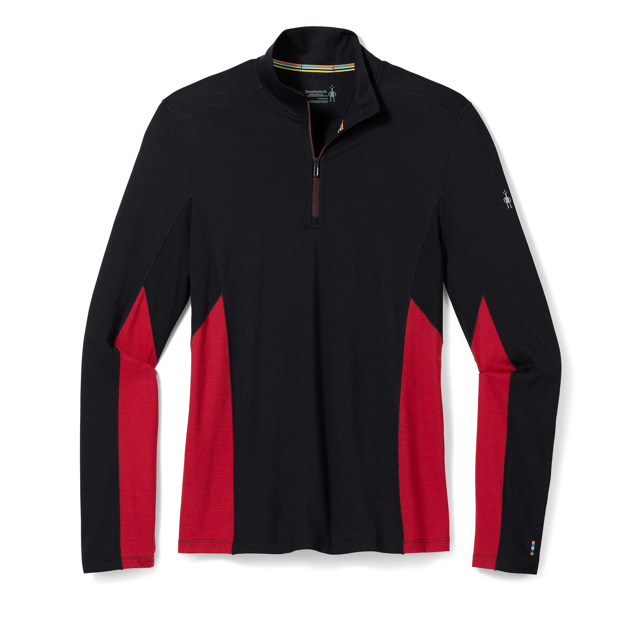 Smartwool MERINO SPORT LONG SLEEVE 1/4 ZIP black-rythmic red Velikost: L