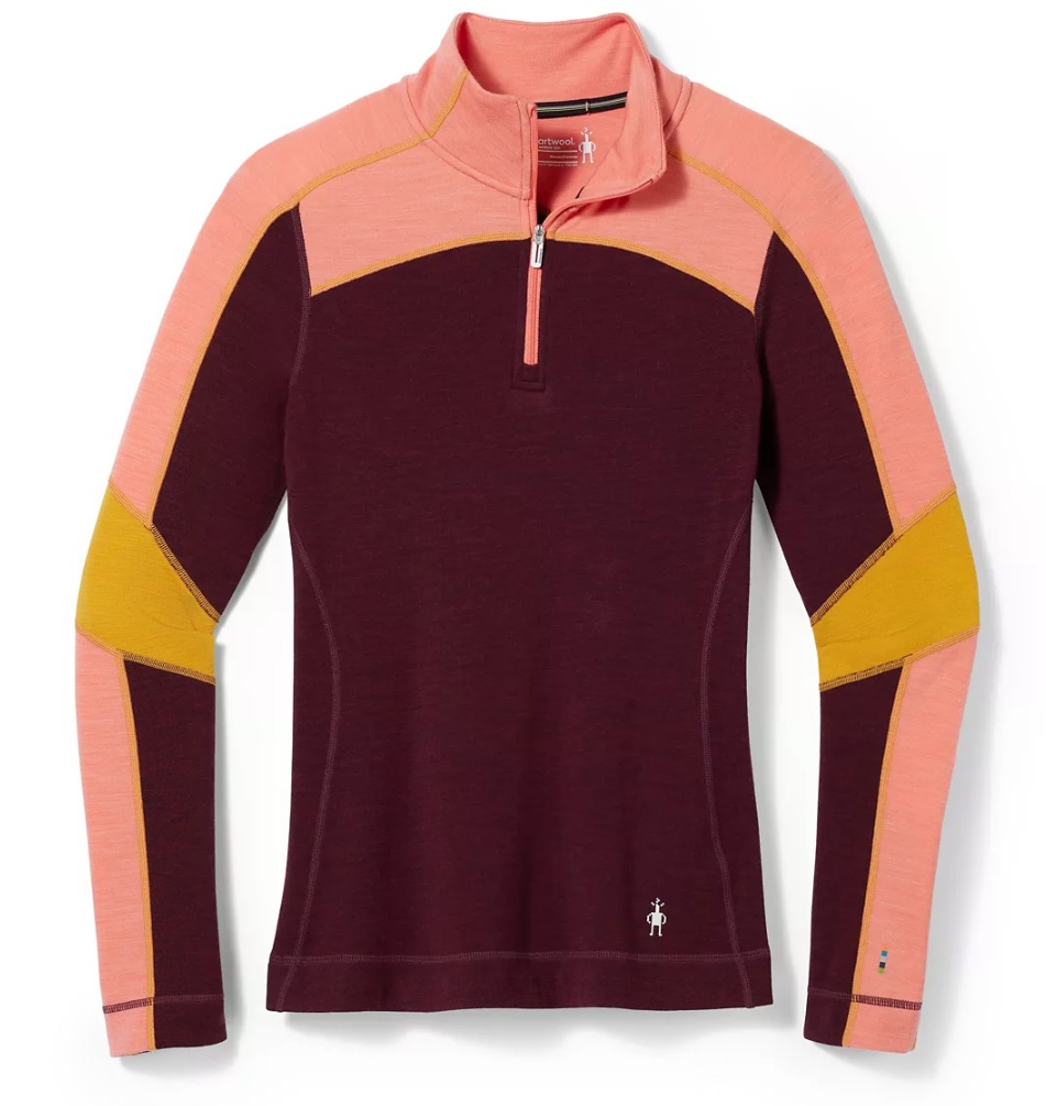 E-shop Smartwool W CLASSIC THERMAL MERINO BASE LAYER COLORLOCK 1/4 ZB black cherry heather